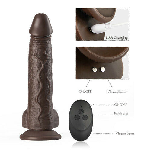 Futurlio - K05 Emulated Black Coffee Masculine Wireless Telescopic Rotating Vibrating Rod