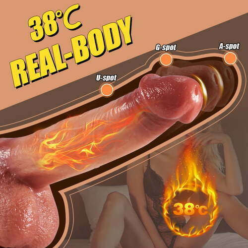 Futurlio - 9 Vibrating 3 Thrusting & Swing Intelligent Heating Realistic Dildo Vibrator 6.3 Inch