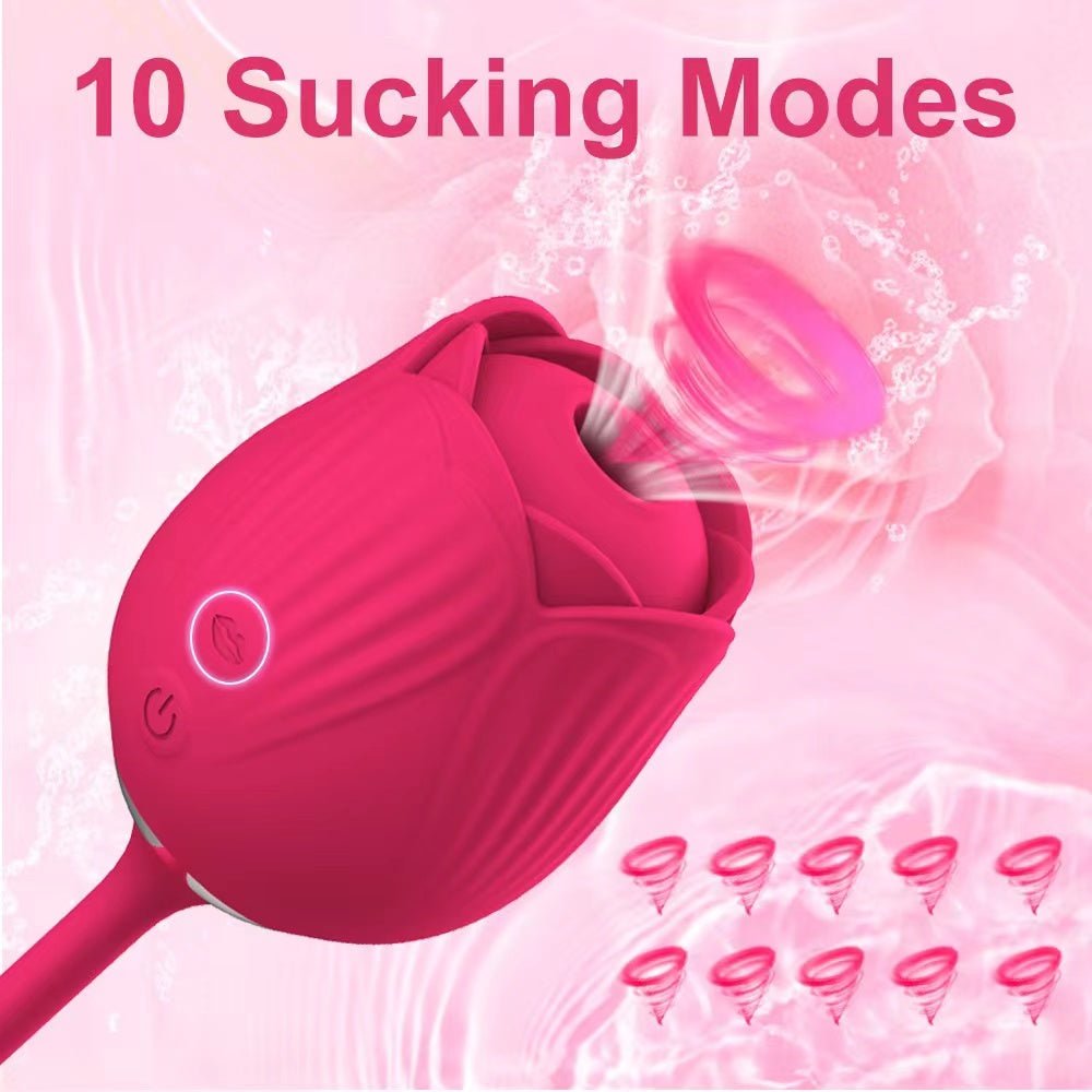 Futurlio - Rose Toy Vibrator Female Telescopic Egg Jumping Tongue Licker Sex Toys - Futurlio